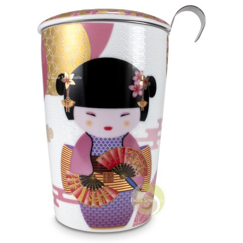 Teaeve Tasse à thé avec filtre et couvercle Motif Little Shiva Violet environ 350 ml livré dans une boîte cadeau 